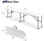 Folding Bench 6ft,Portable Plastic Bench Seat with Handle,White,2 Pack | Heavy Duty HDPE,Powder-Coated Steel Legs,Strong Weight Support,Indoor Outdoor for Parties,Gatherings,Dining,Camping,Events