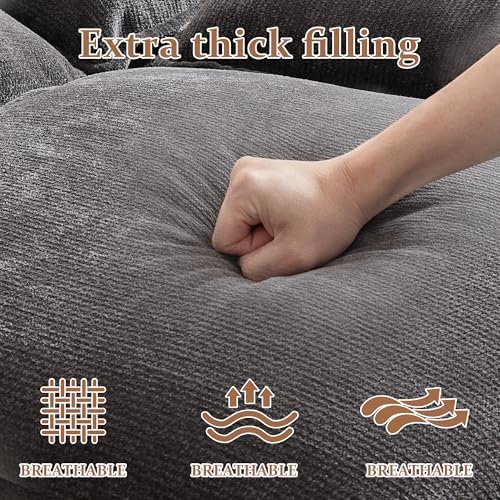 130" Modular Sectional Sofa with Storage, Premium Chenille Cloud Couch with Movable Ottomans, 1200lbs Heavy Duty Deep Seat Sectional, High-Density Foam (Light Gray, 4 Seater & 2 Ottoman)