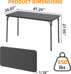Garvee 4 ft Folding Table Indoor Outdoor, Protable Foldable Card Table, Lockable Metal Legs Support, Upholstered PU Leather Tabletop, Heavy Duty for Picnic Parties Wedding BBQ Camping