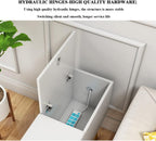 Sofa Side Table with 2 Drawer, Flip Lid Storage Narrow and Long Storage Cabinet, Solid Wood Cabinet Legs, Hydraulic Hinges, Corner Table for Living Room