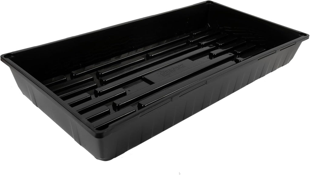 SUNPACK 10" x 20" Mega Plastic Seed Starting Tray, Black, 2.5" (Pack of 10) - No Drainage Holes, Ideal for Greenhouses or Indoor Gardening - Made of Thick, Strong Plastic