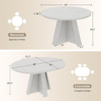 iPormis 43.3in-59in Extendable Round Dining Table for 4-6, Modern Wooden Kitchen Table for Dining Room, Adjustable Size Oval Circle Dinner Tables Furniture for Kitchen Living Room, White