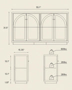 Arched Sideboard Buffet Cabinet with 4 Doors, Modern Accent Storage Cabinet with Adjustable Shelves, Boho Console Table Bar Cabinet Storage Credenza for Living Room, Black/Oak