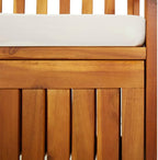 Storage Bench with Cushion 58.3 Inch Solid Acacia Wood Durable Patio Furniture Outdoor Bench Seat for Garden Porch Front Porch Furniture