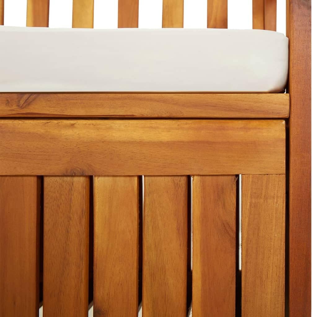 Storage Bench with Cushion 58.3 Inch Solid Acacia Wood Durable Patio Furniture Outdoor Bench Seat for Garden Porch Front Porch Furniture
