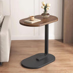 Small Side Table End Table, C-Shaped Wood Coffee Table TV Tray for Eating Couch Tables for Small Space, Living Room, 12 x 18 inch Top, 24.5 inch Height, Metal Frame (Walnut & Black)