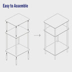 Tempered Glass Side Table, Acrylic End Table, 3-Tier Transparent Nightstand, Clear Coffee Table, for Small Spaces Living Room Bedroom Balcony Transparent LET519TR