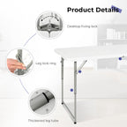 Folding Table 4 Foot,Portable Heavy Duty Plastic Utility Table,White | Adjustable Height,HDPE Tabletop,Small Fold-in-Half Design,Carrying Handle,Indoor Outdoor Use for Camping,Party