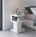Modern Side Table for Couch, End Tables for Small Spaces, Metal nightstand, Accent Desks with Storage for Living Room, Office, Bedroom, and Cloakroom
