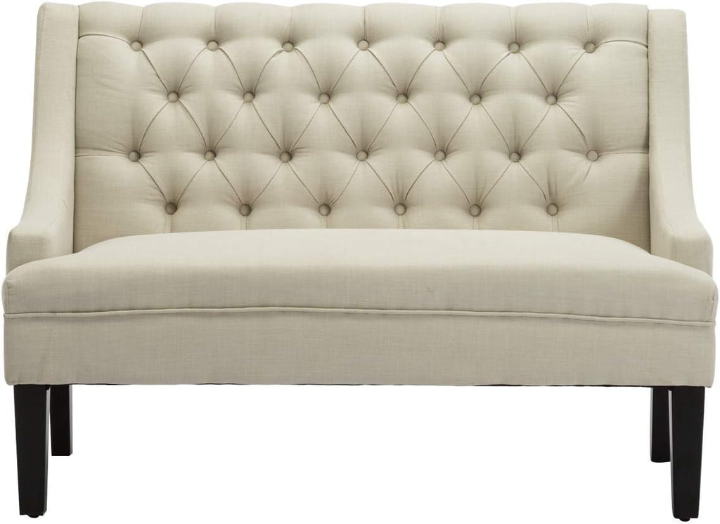 Andeworld Modern Tufted Button Back Upholstered Loveseat for Dining Room Hallway or Entryway Seating,Ivory
