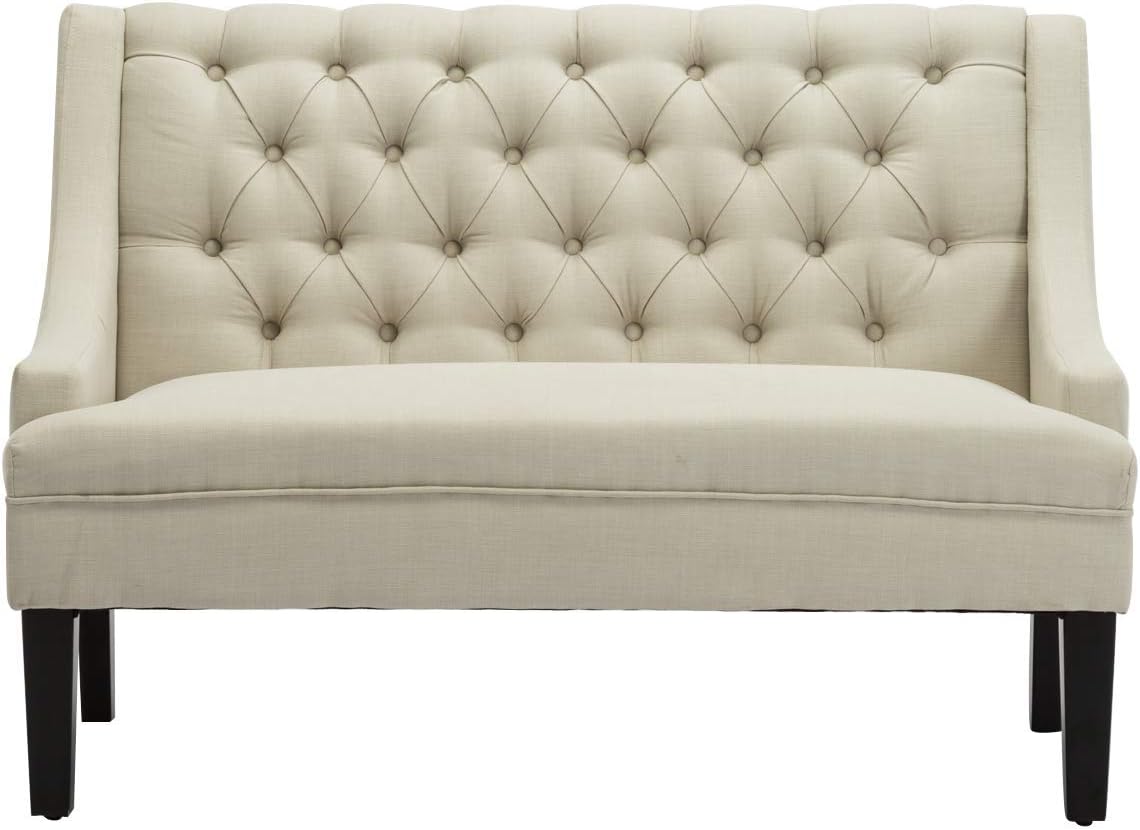 Andeworld Modern Tufted Button Back Upholstered Loveseat for Dining Room Hallway or Entryway Seating,Ivory