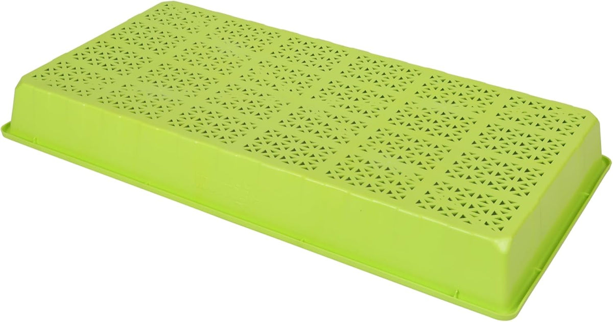 SUNPACK 10" x 20" Heavy Duty Mesh Plastic Seed Starting Tray, Lime Green, 2.3" - Ensures Water Drainage and Aeration, Perfect for Greenhouses or Indoor Gardening