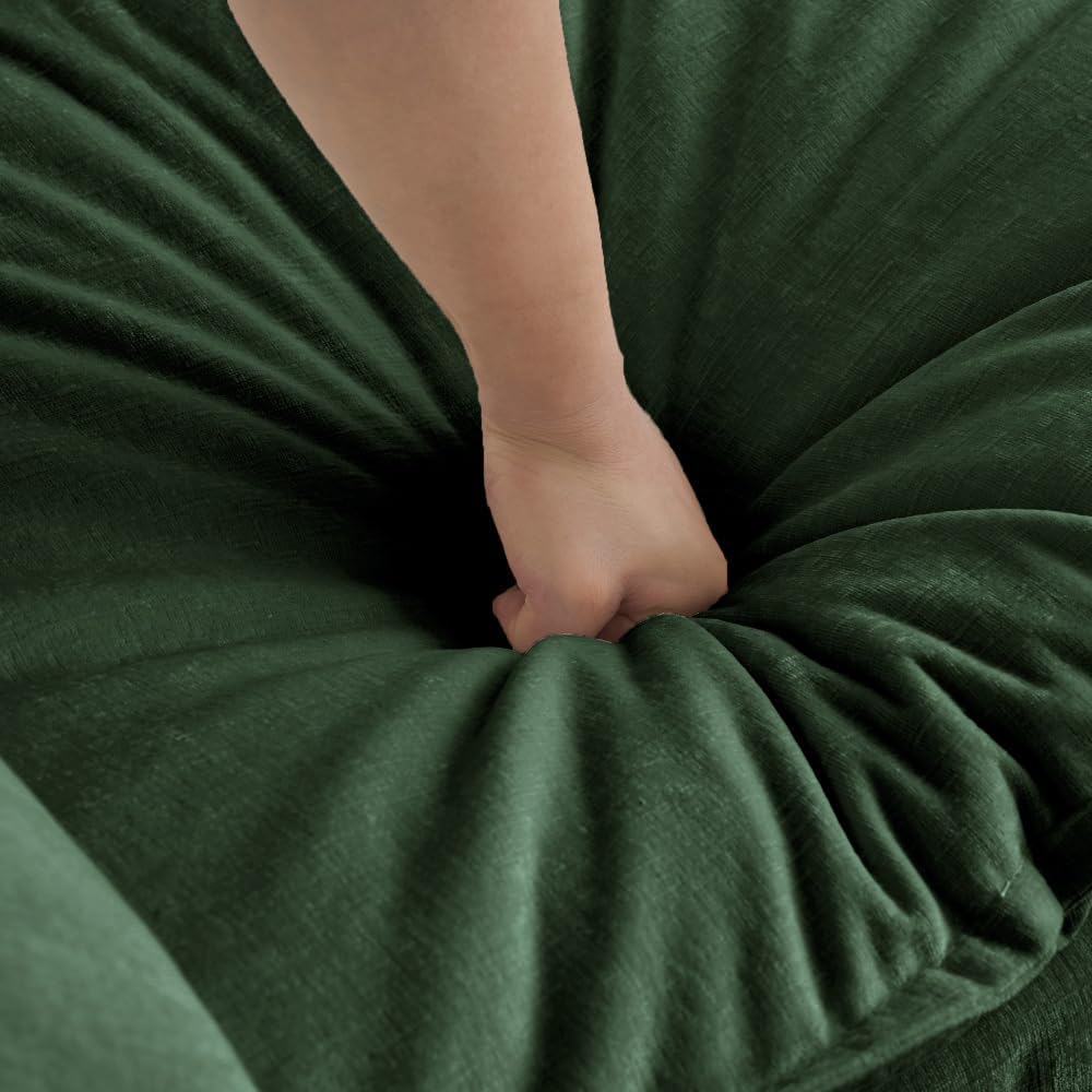 Chenille Ottoman Footrest for 2, 3, and 4 Seater Sofas, Green (Green + Chenille + 1 Seat-1)