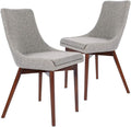 CangLong Upholstered Fabric Chairs and Solid Wood Legs for Kitchen Dining Bedroom Living Room, Set of 2, Grey