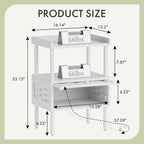 Amazer White Nightstand with Charging Station, Bamboo Night Stand for Bedroom, Bedside Table with USB Ports & Outlets, End Table with Lift-Up Drawer & Open Shelf