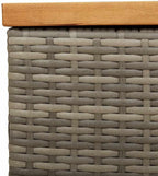 Modern Garden Storage Box Grey and Brown with PE Rattan and Acacia Wood for Outdoor Storage and Seating