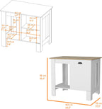Kitchen Island with Single Door and Lower Open Shelf | Includes single door with two interior shelves and open-side shelf for storage