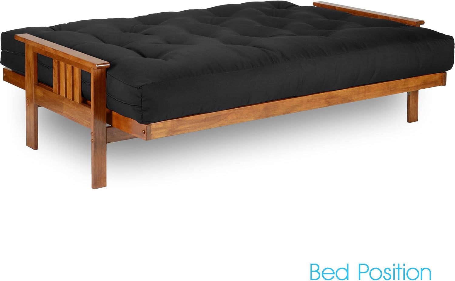 Stanford Futon Set - Full Size, Frame, 8" Mattress, Twill Black Cover