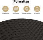 vidaXL Patio Stool with Cushion, Outdoor Wicker Ottoman, Outdoor Seating Furniture for Patio Backyard Garden, Garden Stool, Black Poly Rattan