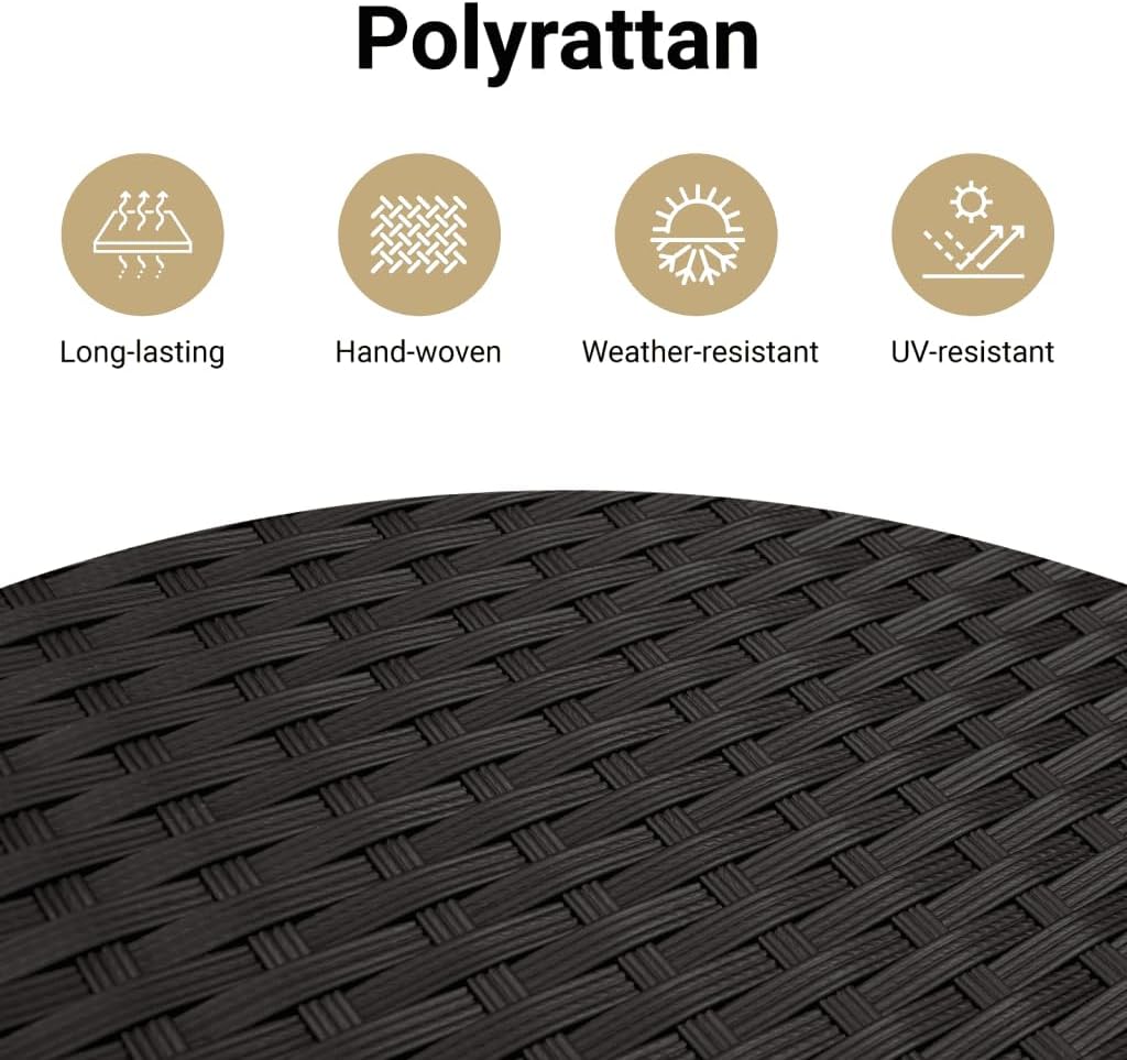 vidaXL Patio Stool with Cushion, Outdoor Wicker Ottoman, Outdoor Seating Furniture for Patio Backyard Garden, Garden Stool, Black Poly Rattan