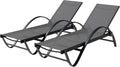 Shintenchi Patio Chaise Lounge Set of 2, Pool Chaise Lounge with Arm,Outdoor Lounge Chair with 5 Adjustable Backrest,Sunbathing Recliner,Beach Chair,Pool Chairs,Dark Grey