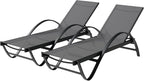 Shintenchi Patio Chaise Lounge Set of 2, Pool Chaise Lounge with Arm,Outdoor Lounge Chair with 5 Adjustable Backrest,Sunbathing Recliner,Beach Chair,Pool Chairs,Dark Grey