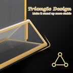 Gold Acrylic Sign Holder 4x6, 16 Pack Wedding Gold Frame Table Number Holders Vertical, Clear Picture Frames Flyer Stands Tables Menu Holder, Double Photo Paper Display Holder for Party, Home, Office