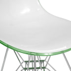 LeisureMod Cresco Acrylic Dining, Modern Chrome Eiffel Base and Curved Back Design, Ergonomic and Lightweight Accent Side Chair for Mid-Century Home, Kitchen, and Café (White Green, Singles)