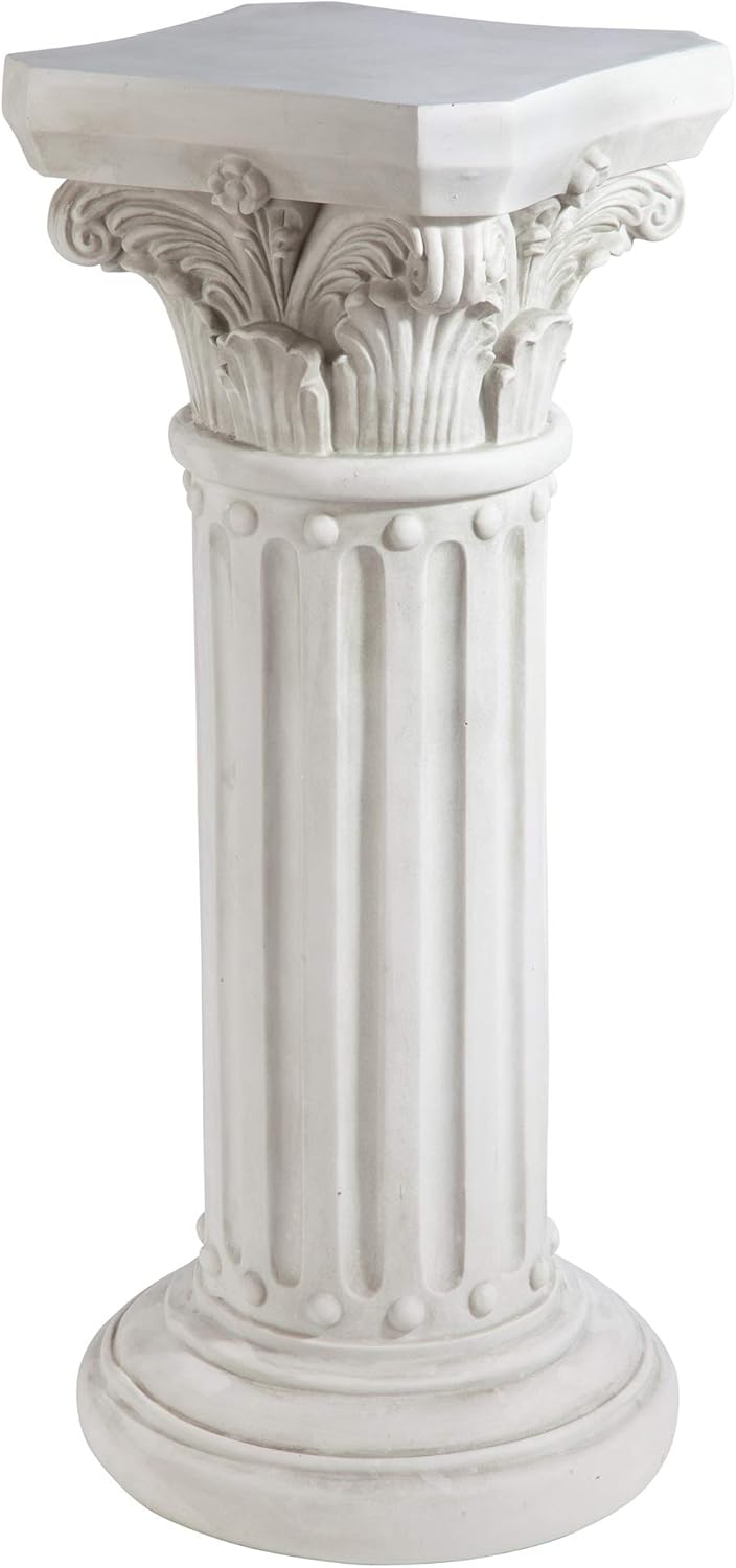 Design Toscano Athena Corinthian Furniture Pedestal Column Plant Stand, 16 Inches Wide, 16 Inches Deep, 33 Inches High, Handcast Polyresin, Antique Stone Finish