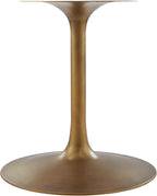 Modway Lippa 48 Inch Round Wood Dining Table with Metal Pedestal in Brass Walnut - Modern Industrial Dining Table for 4 People - Solid Wood Tulip Kitchen Table