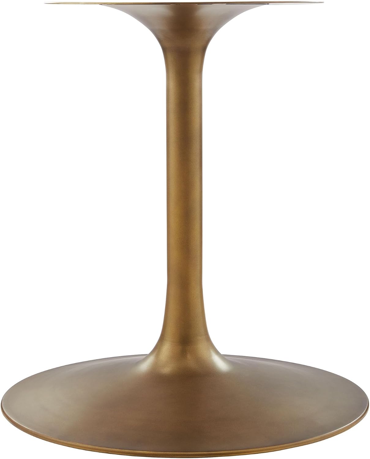 Modway Lippa 48 Inch Round Wood Dining Table with Metal Pedestal in Brass Walnut - Modern Industrial Dining Table for 4 People - Solid Wood Tulip Kitchen Table