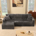 GOSUHI 113" L-Shaped Cloud Couch, Modular Sectional, Deep Seats, Grey | Pocket Spring Cushions, Oversized 3-Seater, Left Facing Chaise, Corduroy Upholstery Couches for Living Room