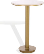 SAFAVIEH Couture Collection - Branxton Brass & Marble Accent Table, Tall Round Side Table, Modern Pedestal Design (SFV7917A)