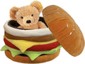Small Storage Ottoman Hamburger Shaped Seat Cushion for Bedroom Entryway,Upholstered Foot Rest Stool Entrance Shoe Changing Stool,Home Decor