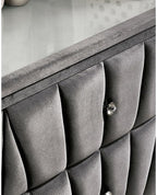 Fabric Upholstered Nightstand with 2 Drawers, Gray,for Small Spaces