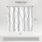 Punkray Grey and White Striped Polyester Shower Curtain for Bathroom with Hooks, Waterproof Bath Accessories Hotel Style - Machine Washable 84 x 72