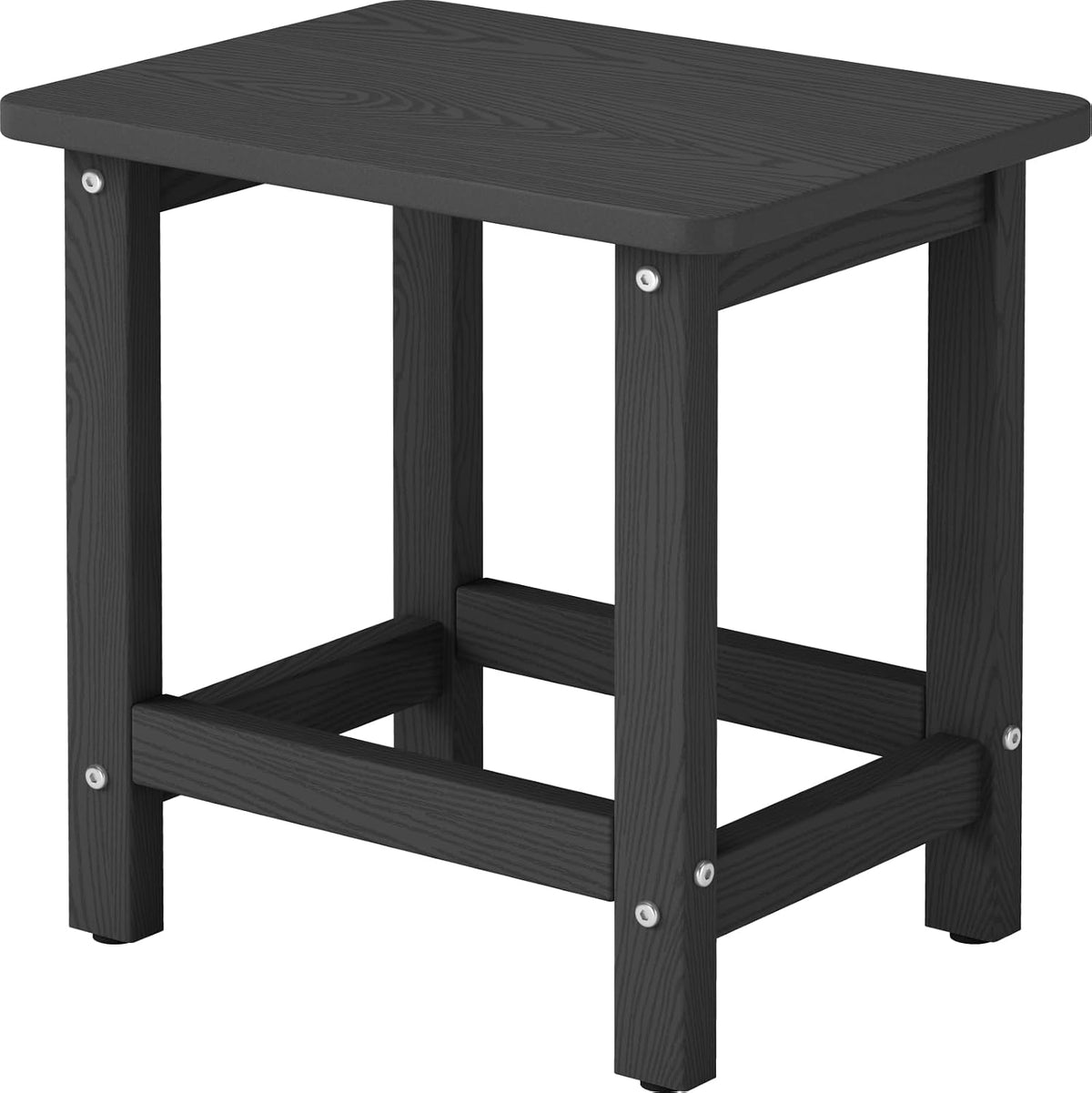 Weatherproof Outdoor Side Table, HDPE Small Outdoor Table for Adirondack, 16.6-Inch Patio Square End Tables for Garden, Backyard, Porch, Deck, Balcony, Poolside (Black)