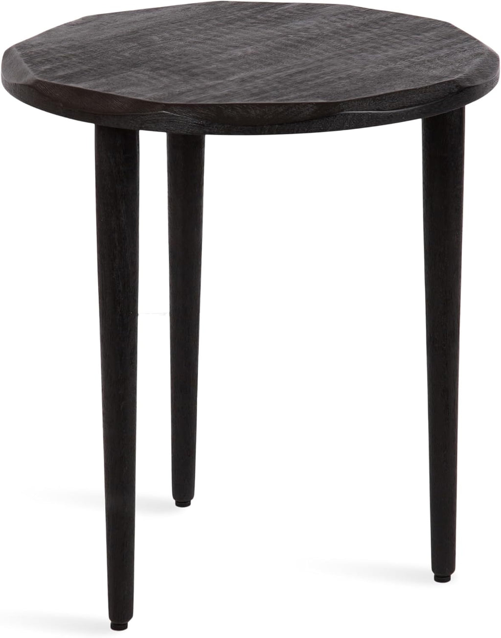 Kate and Laurel Tavares Modern Wooden Round Side Table, 18 x 18 x 20, Black, Solid Wood Accent End Table with Textured Top and Faceted Edge for Use as Indoor Plant Stand or Living Room Decor Piece