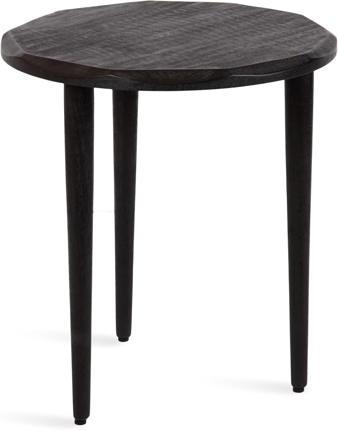Kate and Laurel Tavares Modern Wooden Round Side Table, 18 x 18 x 20, Black, Solid Wood Accent End Table with Textured Top and Faceted Edge for Use as Indoor Plant Stand or Living Room Decor Piece