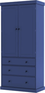 JIJIWANG 77inch Farmhouse Kitchen Pantry Storage Cabinet with Adjustable Shelves and Storage Cabinet,Versatile Cupboard with Door Shelves and Drawers,for Kitchen,Dining Room,Blue
