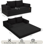 COMAX Futon Sofa Bed, Convertible Sofa Bed, Folding Couches | Low-Profile Couch for Living Room, 11.8" H Low Seat Small 59" Foldable Floor Sleeper Lounge Space‑Saving