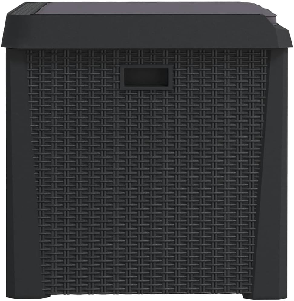 Anthracite Garden Storage Box 125L Polypropylene Medium Outdoor Patio Seat with Cushion for Tools and Cushions