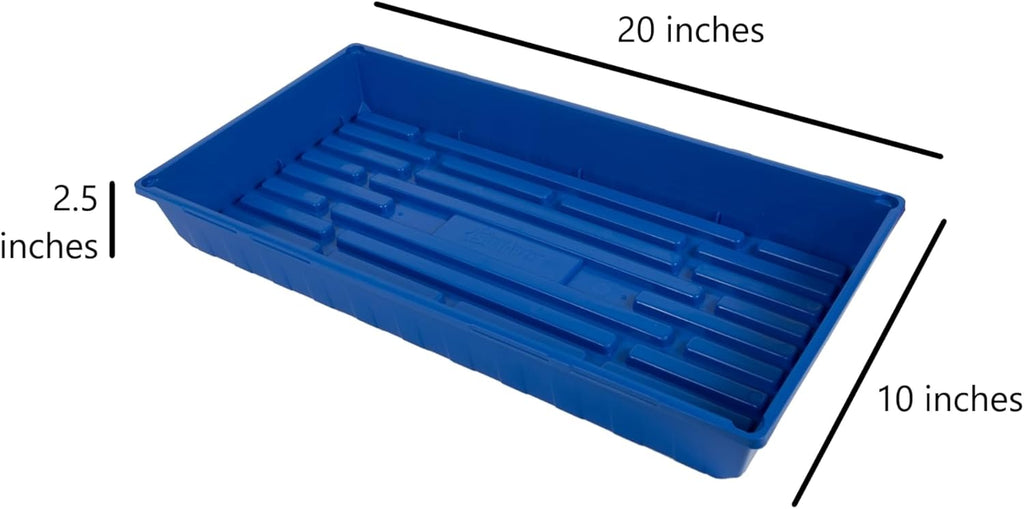 SUNPACK 10" x 20" Mega Plastic Seed Starting Tray, Blue, 2.5" - No Drainage Holes, Ideal for Greenhouses or Indoor Gardening - Made of Thick, Strong Plastic