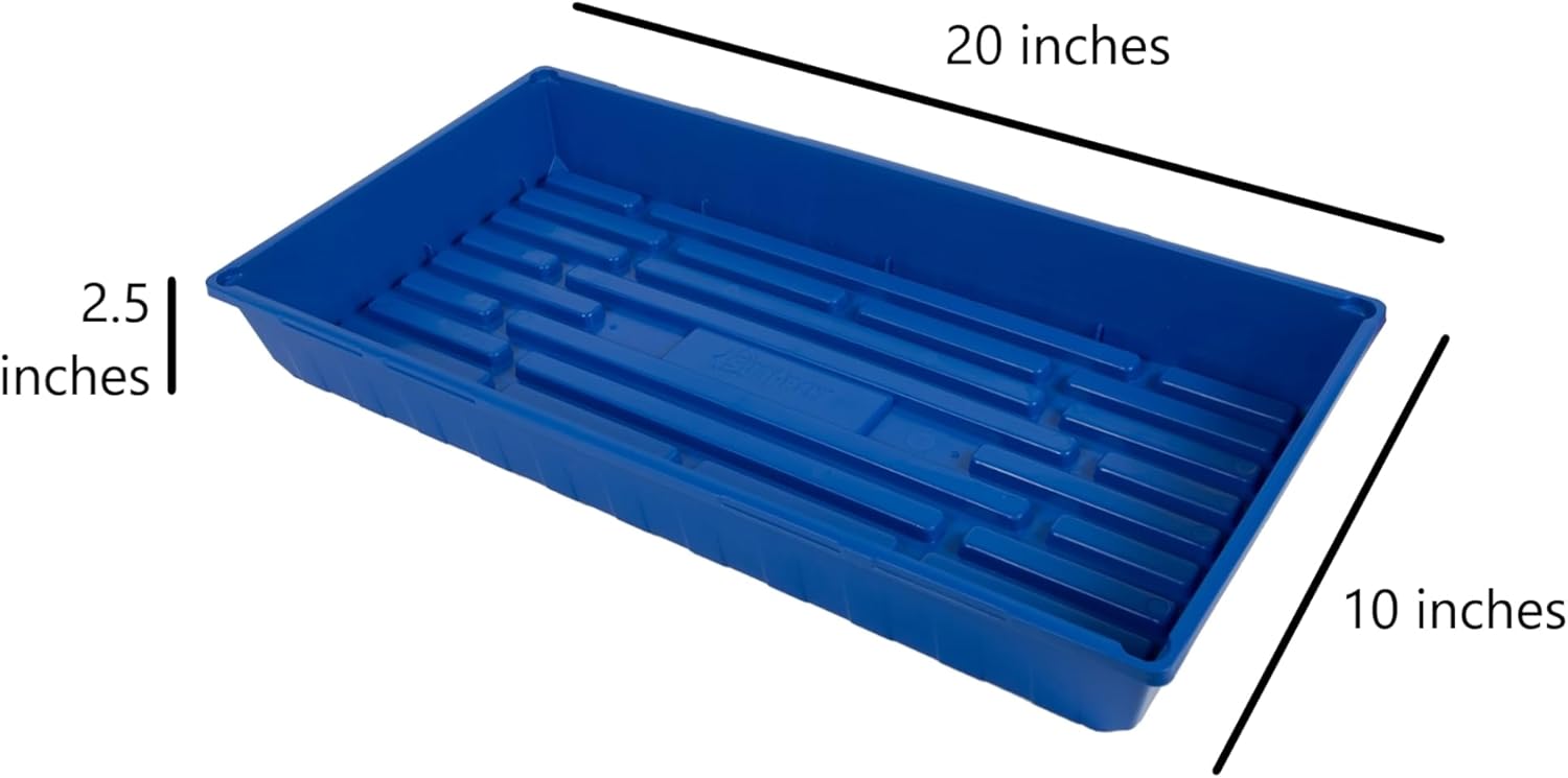 SUNPACK 10" x 20" Mega Plastic Seed Starting Tray, Blue, 2.5" - No Drainage Holes, Ideal for Greenhouses or Indoor Gardening - Made of Thick, Strong Plastic