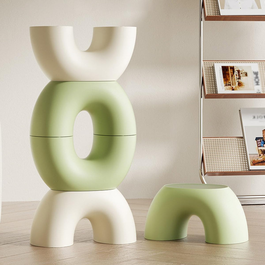 Simple Colourful Small Short Stool for Home, Non-Slip Ring Rainbow Shoe Stool for Living Room Bedroom Study Leisure Place, E
