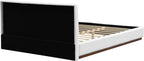 Christopher Knight Home Bettine Modern Boucle Queen Size Bed Frame with Headboard, Solid Wood Queen Bed Frame, Slat Panel Support Platform Bed, No Spring Box Needed, Heavy Duty, White+Brown