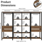 Madesa Kitchen Pantry Storage Rack with 4 Drawers, Open Shelves and Hanging Spaces 102" L Multiuse Modular Cabinet for Kitchen Organization - Black/Brown