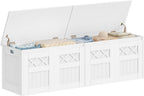 Hzuaneri 59" Modern Farmhouse Storage Chest and Bench | 70 Gal | 330lb Seat | Soft-Close Hinges | Pure White | Shoe and Blanket Storage for Bedroom, Living Room, Entryway | SB51503X