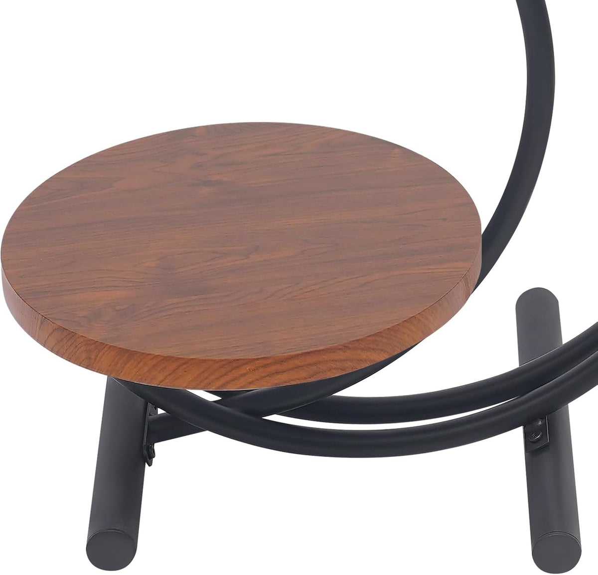 JOMCYDM 2-Tier Side Table, 2-Tier Round End Table, 55x55x60cm End Table with Storage Shelf for Living Room, Bedroom,Floor Standing (Black + Walnut Color)