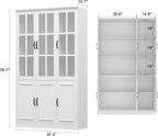 AIEGLE Freestanding Cabinet with 3 Glass Doors, Tall Storage with 5-Tier Shelves for Dining Room or Living Room, White